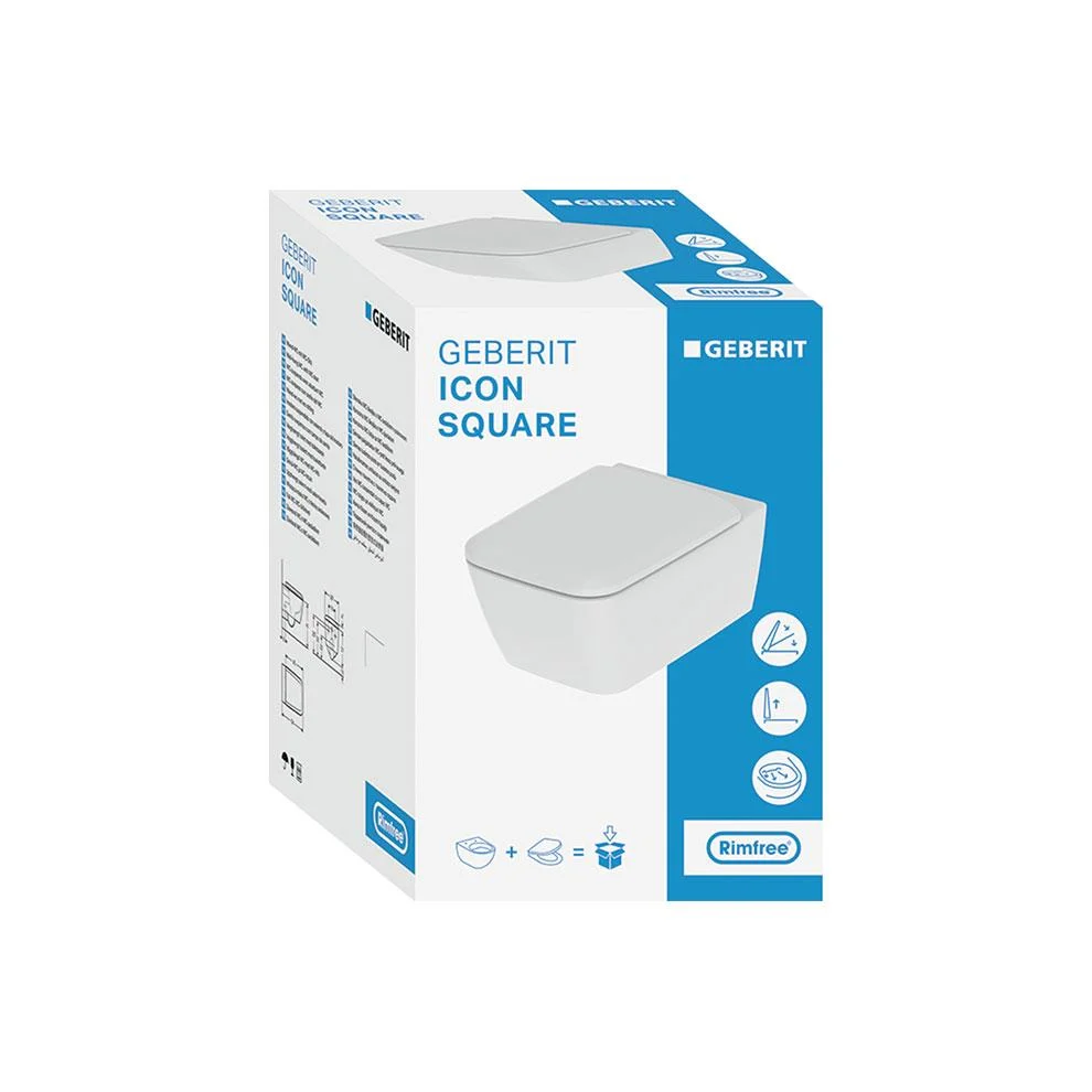 GEBERIT SMYLE SQUARE RİMFREE ASMA KLOZET T54 501.652.01.1  ( Klozet kapağı dahildir )