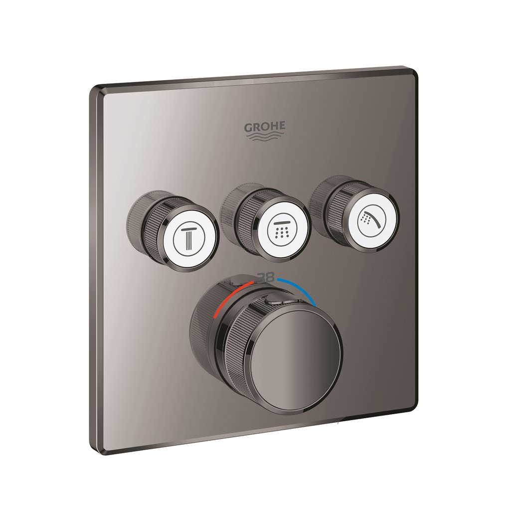 Grohe Grohtherm SmartControl Üç valfli akış kontrollü, ankastre termostatik duş bataryası Hard Graphite 29126A00