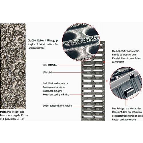 Aco SELF Hexaline L=1000mm W=129mm H=79mm Galvaniz Çelik Izgaralı 319213