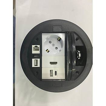 Masa st Priz Siyah Type c ve Usb arj kl