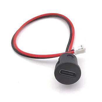 Panel Montajl USB C Dii Konnektr - JST-PH-2.0 Konnektr k - Siyah