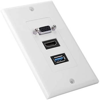Hdm+Usb+Vga Duvar Prizi