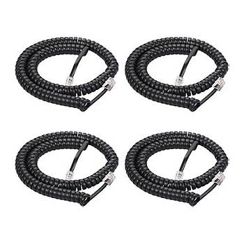 Koyu Gri Sarmal Uzun Telefon Ahizesi Kablosu, 6 metre