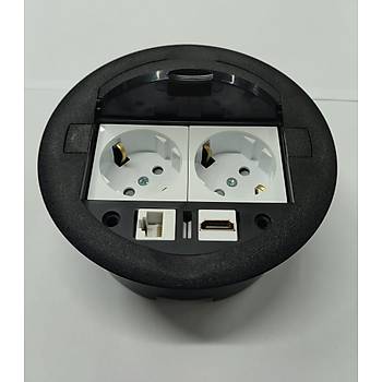 Masa st Priz Siyah+ 2 Ad. Priz+1 Ad. Hdm+1 Ad. Ethernet Gei