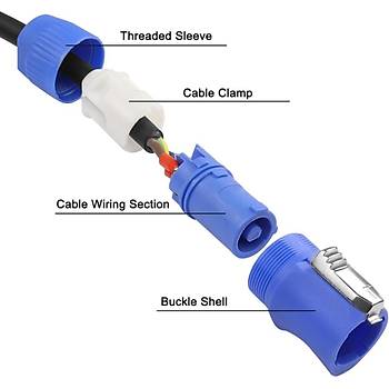 Powercon 220V Kablo 2 Metre 3x1.5 mm