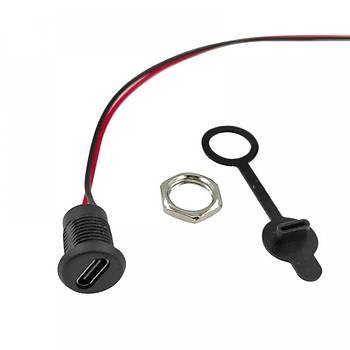 Panel Montajl USB C Dii Konnektr - JST-PH-2.0 Konnektr k - Siyah