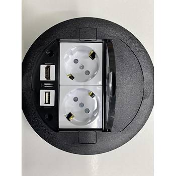 Masa st Priz Siyah+ 2 Ad. Priz+1 Ad. Hdm+1 Ad. USB Gei