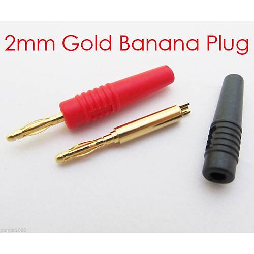 2 mm Banana Jack gold k�rm�z�-siyah
