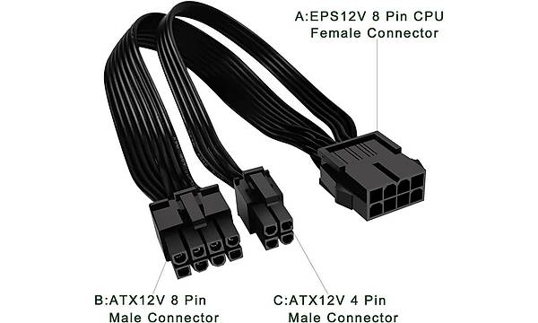 8 pin to 8+4 pin Cpu Kablo evirici