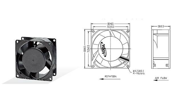 220 VOLT FAN 8 CM 38 mm