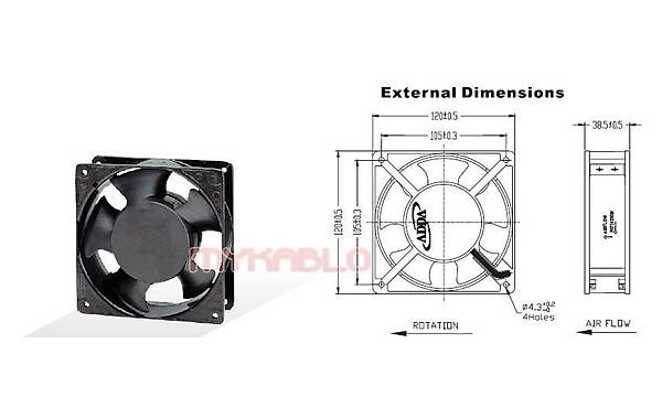 220 Volt Fan 12 cm 38 mm