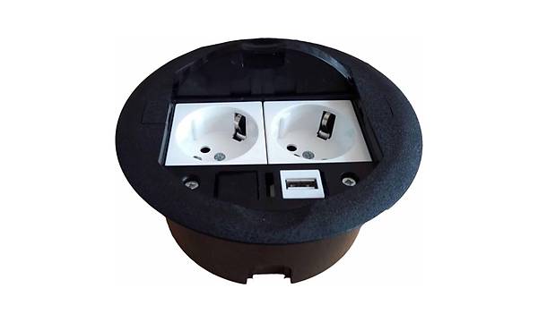 Ne-Ad Masa st Priz Kutusu Gmme Tip Siyah + 2 Ad. Priz + 1 Ad. USB Gei