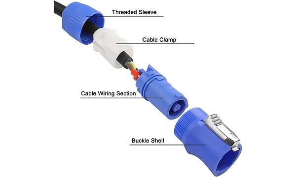 Powercon 220V Kablo 2 Metre 3x1.5 mm
