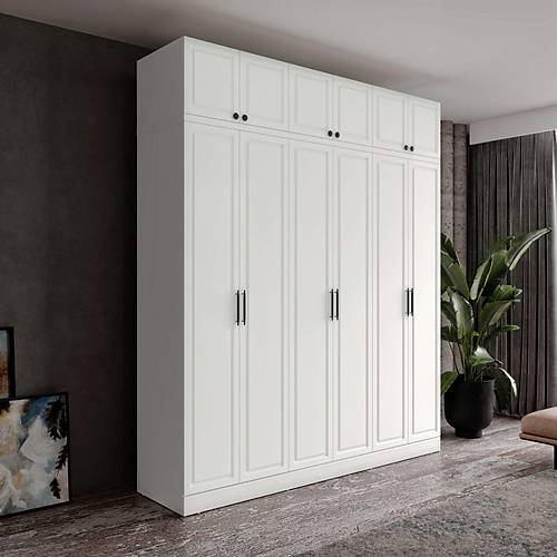 Ücretsiz Montaj Milas 6 Kapaklı Komple MDF Yüklüklü Gardırop