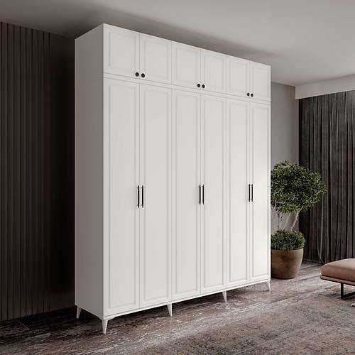 Ücretsiz Montaj Milas  6 Kapaklı Komple MDF Ayaklı Yüklüklü Gardırop