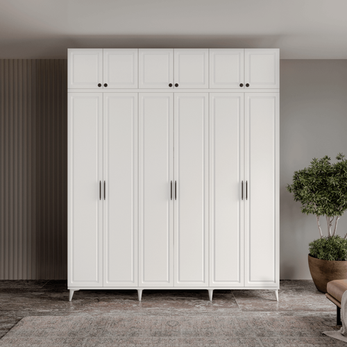 Ücretsiz Montaj Milas  6 Kapaklı Komple MDF Ayaklı Yüklüklü Gardırop
