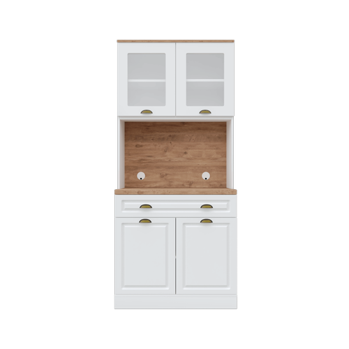 Gözde 2 Kapaklı Kahve Köşesi – 93 cm MDF, LED Aydınlatmalı, Çok Amaçlı Mutfak ve Airfryer Dolabı
