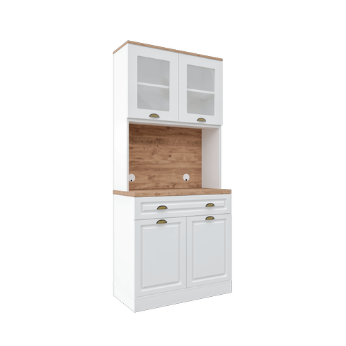 Gözde 2 Kapaklı Kahve Köşesi – 93 cm MDF, LED Aydınlatmalı, Çok Amaçlı Mutfak ve Airfryer Dolabı