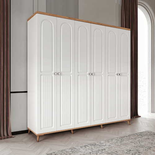 Ücretsiz Montaj Bohem 6 Kapaklı Komple MDF  Gardırop