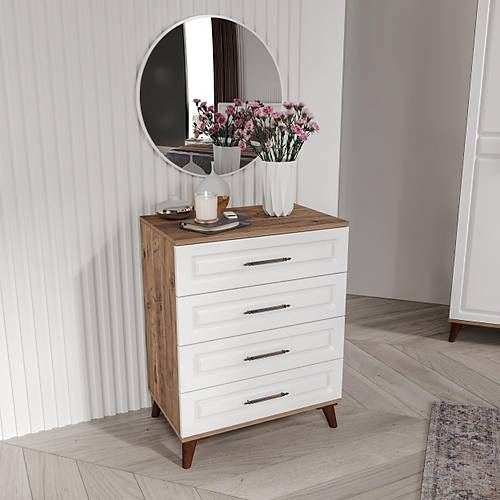 Ücretsiz Montaj Sport 6 Kapılı Komple MDF Atlantik Çam-Beyaz Yatak Odası Takımı