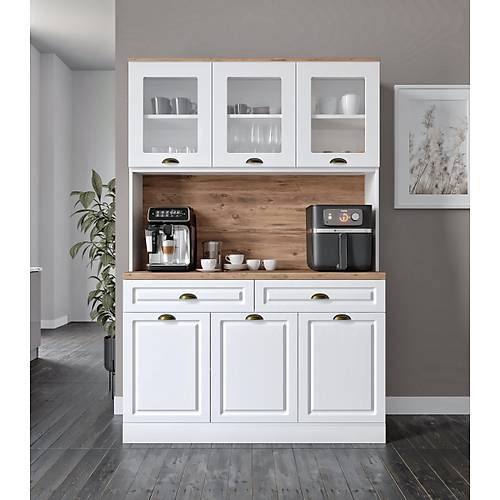 Gözde Kahve Köşesi - 140 cm MDF Mutfak Dolabı - LED Aydınlatmalı - Ücretsiz Montaj