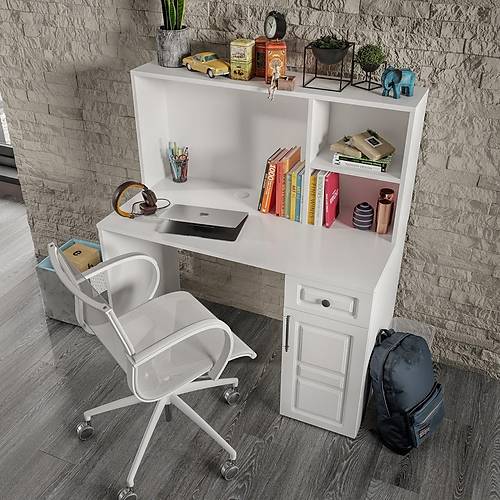 Gözde Komple MDF Beyaz Çalışma Masası