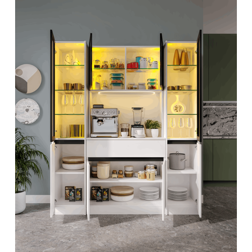 Lotus Maxi Kahve K��esi Komple MDF LED Ayd�nlatmal� Mutfak Kahve Dolab�