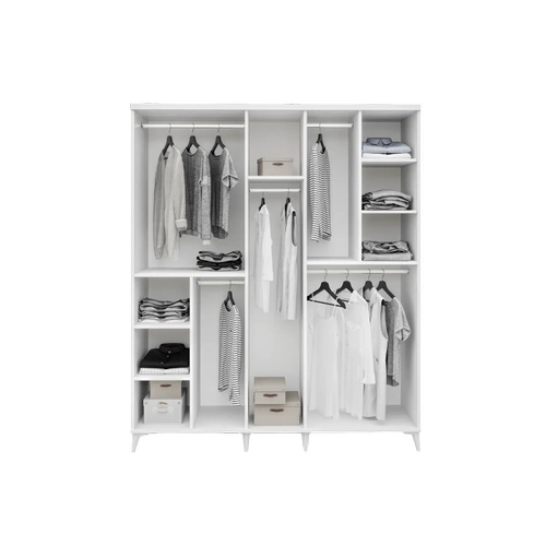 �cretsiz Montaj Milano 5  Kapakl� Komple MDF Beyaz Gard�rop