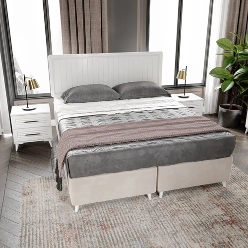 Paris 6 Kapakl� Komple MDF Beyaz Yatak Odas� Tak�m�