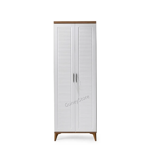 �cretsiz Montaj Paris 2 Kapakl� Komple MDF Atlantik �am-Beyaz Gard�rop