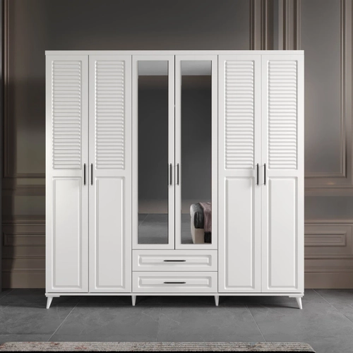 �cretsiz Montaj Sanat 6 Kap�l� Komple MDF Beyaz Yatak Odas� Tak�m�