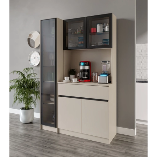 Lora Kum Beji Midi Sol Vitrinli Komple MDF LED Ayd�nlatmal� Kahve K��esi