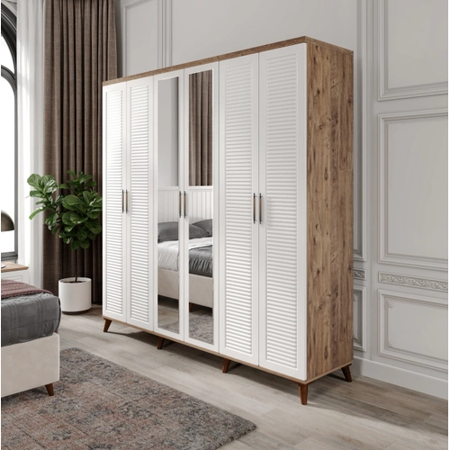 Paris 6 Kapakl� Komple MDF Atlantik �am-Beyaz Yatak Odas� Tak�m�