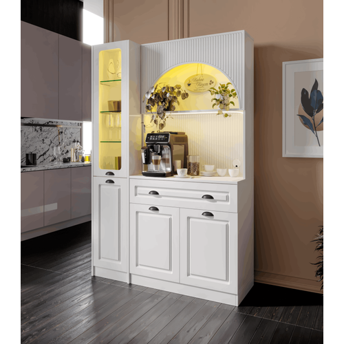 Armoni Black Midi Kahve K��esi Sol Vitrinli Komple MDF