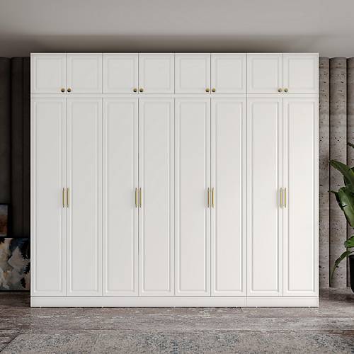 cretsiz Montaj Milas Gold 8 Kapakl Komple MDF Yklkl Gardrop
