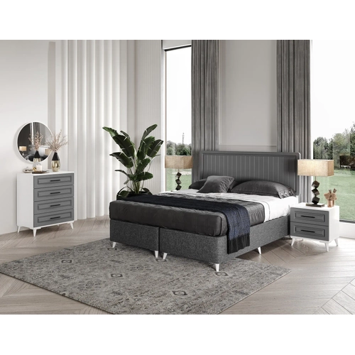 �cretsiz Montaj G�zde 6 Kapakl� Komple MDF Antrasit-Beyaz Yatak Odas� Tak�m�