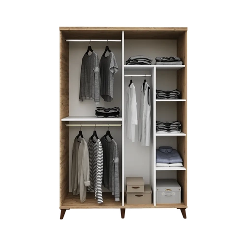 �cretsiz Montaj Paris 4 Kapakl�  Komple MDF Atlantik �am-Beyaz Beyaz Gard�rop