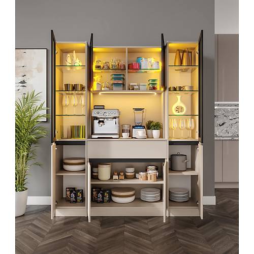 Viona Maxi Kum Beji Komple MDF LED Ayd�nlatmal� Kahve K��esi