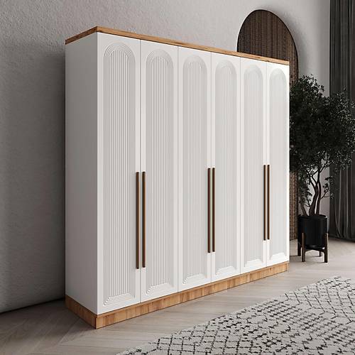 cretsiz Montaj Rosa 6 Kapakl Komple MDF Gardrop