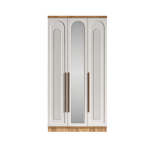 cretsiz Montaj Flora 3 Kapakl Aynal Komple MDF Gardrop