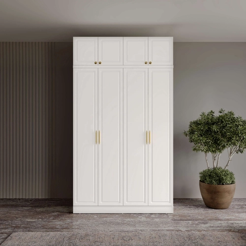 �cretsiz Montaj Milas Gold 4 Kapakl� Komple MDF Y�kl�kl� Gard�rop