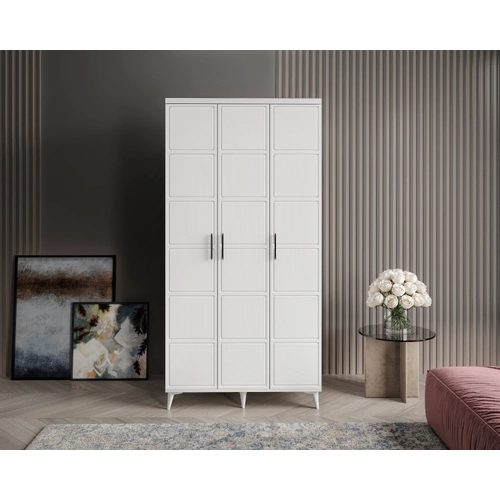 �cretsiz Montaj Milano 3 Kapakl� Komple MDF Beyaz Gard�rop