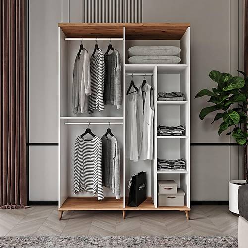cretsiz Montaj Bohem 4 Kapakl Aynal Komple MDF  Gardrop