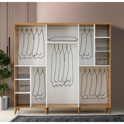 �cretsiz Montaj Sport 6 Kapakl�  Komple MDF Atlantik �am-Beyaz Gard�rop