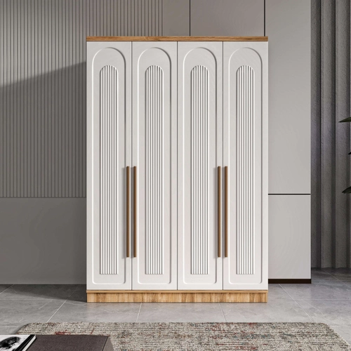 �cretsiz Montaj Flora 4 Kapakl� Komple MDF Gard�rop