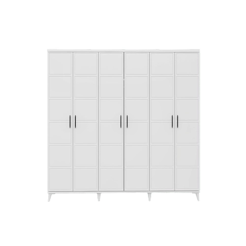 �cretsiz Montaj Milano 6 Kapakl� Komple MDF Beyaz Gard�rop