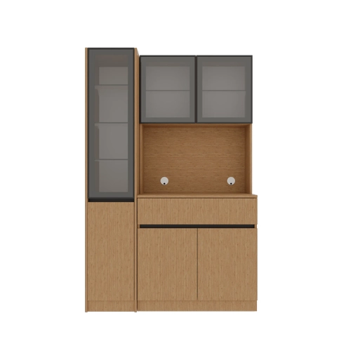 Bambu Midi Sol Vitrinli Komple MDF LED Ayd�nlatmal� Kahve K��esi