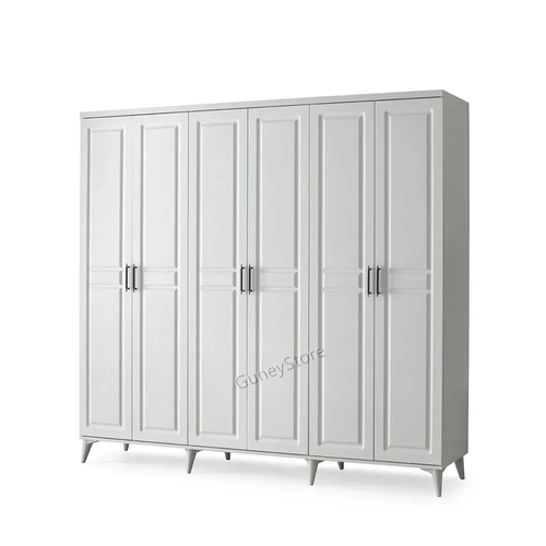 �cretsiz Montaj Sport 6 Kapakl�  Komple MDF Beyaz Gard�rop