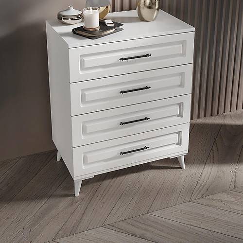 Gzde 4 ekmeceli Aynasz MDF Beyaz ifonyer