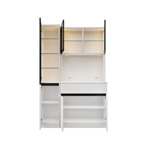 Lotus Midi Sol Vitrinli Kahve K��esi Komple MDF LED Mutfak Dolab�